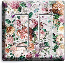 Victorian Floral Pattern Roses Peonies 2 Gfci Light Switch Wall Plate Room Decor - £8.76 GBP