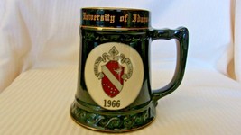Vintage 1966 University of Idaho Black Ceramic Beer Mug With Logo - £47.81 GBP