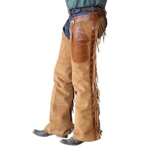 Men&#39;s Leather Buckskin Exclusive Cowboy Suede Chaps Rugged Skin Slick out Pocket - $84.34+