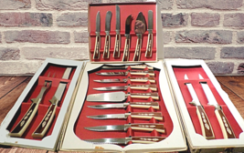 Vintage Sheffield 19 Piece Treasure Chest Stainless Steel Cutlery Serving Set - $37.01