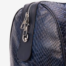 The Velar Navy Hand-Painted Python Leather Weekender Bag image 3