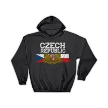 Czech Coat Of Arms : Gift Hoodie Republic National Flag Lion Symbol Retro Style  - £28.66 GBP