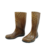 J.Crew Womens Brown Leopard Print Mid Calf Pull On Rain Snow Winter Boot... - $33.66