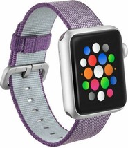 NEW Modal Woven Nylon PURPLE Band Watch Strap for Apple Watch 38mm rugged tough - £5.44 GBP