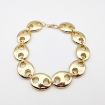 Exaggerated Punk Thick CCB Metallic Golden Oval Short Necklace Women Men Handmad - £19.53 GBP