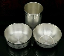 999 pure silver combo of two different design bowl and glass silver vess... - £198.64 GBP