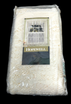 Hopewell Jacquard Lace Tier Pair 58&quot; x 24&quot; Country Cream Rod Pocket Flor... - $18.70