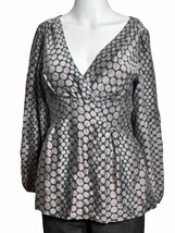 Nanette Lepore Womens Size 4 Small Silk Blouse Fitted Long Sleeve Gray - $12.87