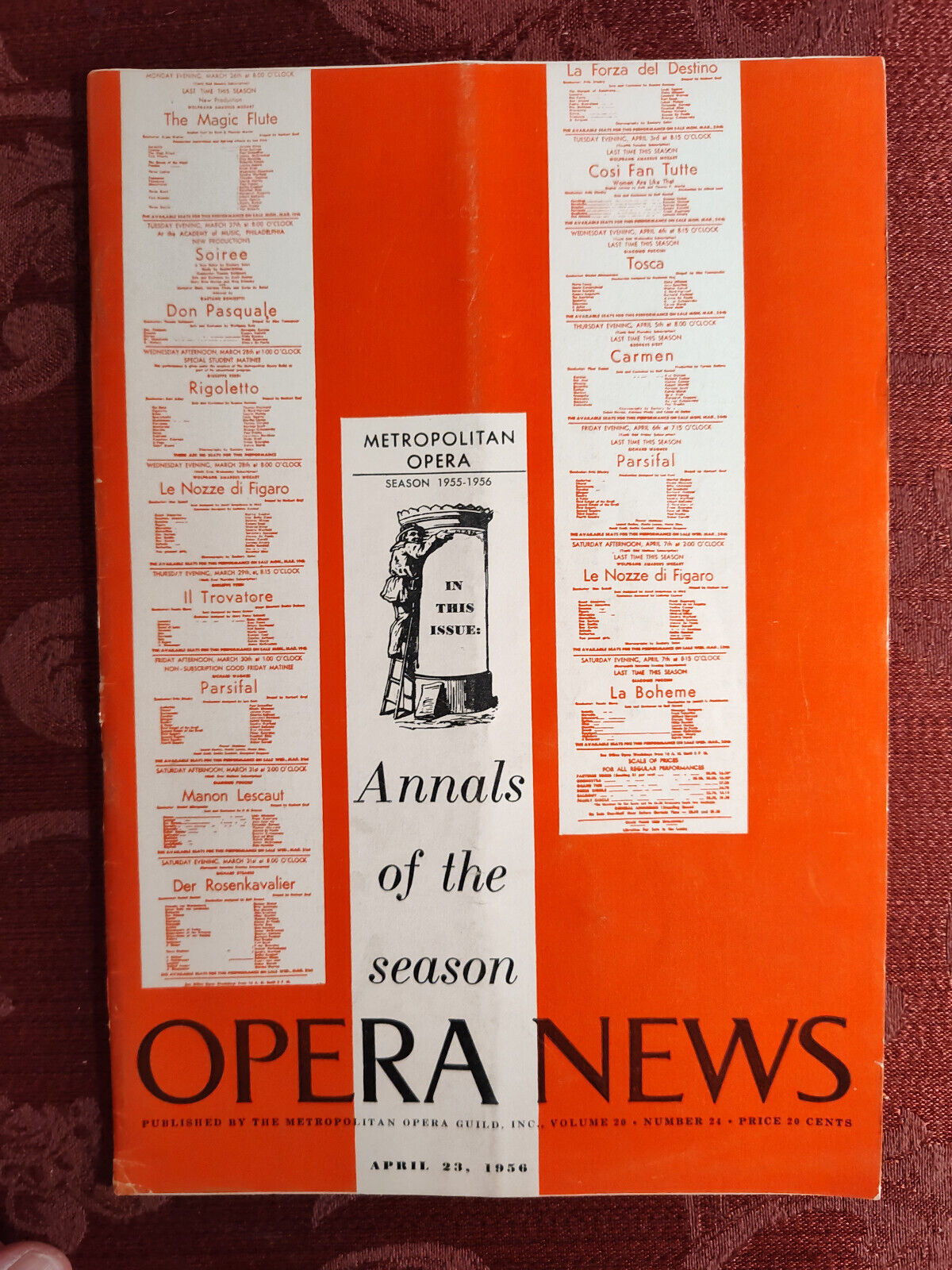 Rare METROPOLITAN OPERA NEWS Magazine April 23 1956 Season Annals Rudolf... - $14.40