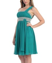 MayQueen Teal Hand-Beaded Asymmetrical Dress - Plus Too Size 20 - $45.60