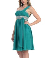 MayQueen Teal Hand-Beaded Asymmetrical Dress - Plus Too Size 20 - $45.60