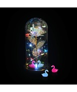 Galaxy Rose Decoration with Flashlight in Glass Dome Gift for Valentine - £15.32 GBP
