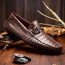 Parma Genuine Caiman Belly Slip On Bit Driving Loafers Brown image 6