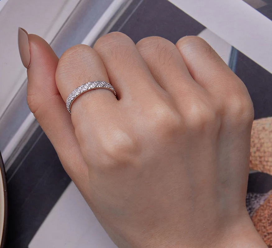 Platinum 925 Sterling Silver Dazzling Zircon Luxury Eternity Band Item image 2
