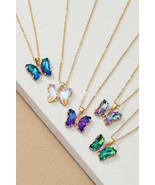 Aurora Borealis crystal butterfly pendant necklace - £9.55 GBP