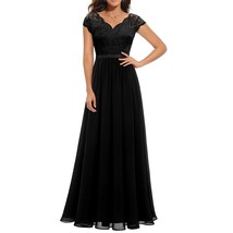 Women Elegant Maxi Long Evening Dress Solid Color  work Backless V Neck High Wai - £73.59 GBP