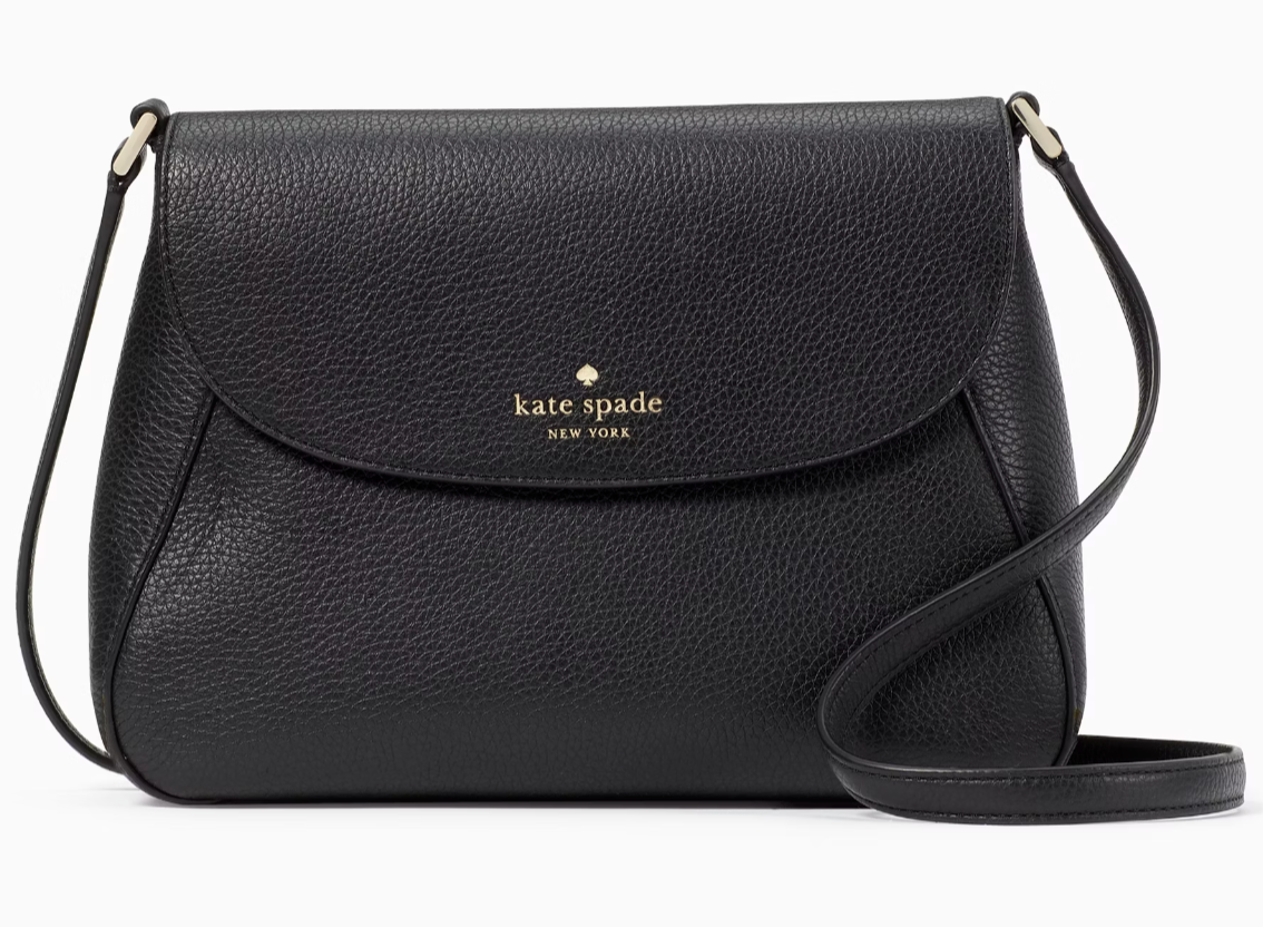 NWB Kate Spade Monica Medium Flap Crossbody Black Leather Purse KC465 Gift Bag F