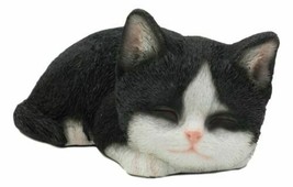 Ebros Lifelike Sleeping Tuxedo Black and White Cat 7&quot; L Pet Pal Kitten F... - £26.27 GBP