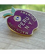 Lions Club Lapel Pin PERU NY Macintosh Apple Country 1-1/4&quot; - $25.72 CAD