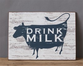 Rustic wood Cow Sign - Drink Milk - £25.57 GBP