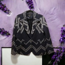 Vtg PENDLETON Womens L Blue Gray Wool Southwestern Aztec Blazer Coat Jac... - £115.88 GBP