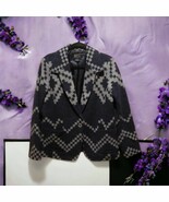 Vtg PENDLETON Womens L Blue Gray Wool Southwestern Aztec Blazer Coat Jac... - $201.75 CAD