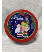 Celebrate It Christmas Holiday Tin Container Cookie Santa &amp; Mrs Claus 8X... - $9.90
