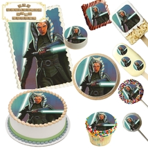 Ahsoka Animated Star Wars Edible Cake &amp; Dessert toppers ~ Multiple Sizes! - £9.38 GBP