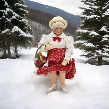 VTG MrsClaus Christmas Figurine Traditional holiday Dress &amp; Hat W/ Picni... - $29.99