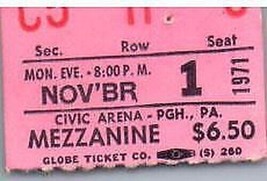 Noir Chêne Arkansas Ticket Stub Novembre 1 1971 Pittsburgh Pennsylvania - £44.63 GBP
