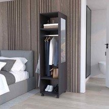 63&quot; Tall Mirrored Wardrobe Armoire | Clothes Storage Cabinet with Casters - €178,91 EUR