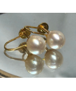 Vtg 14K Yellow Gold Pearl Earrings 2.26g Fine Jewelry Screwback Clip On - £132.93 GBP