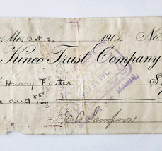 1912 Kineo Trust Company Bank Check E.A. Sampson Dover Maine Signed 895 ... - $19.99