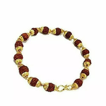 Rudraksha Rudraksh Bracelet With Gold Plated Cap For Stess Free Life Ene... - $10.88