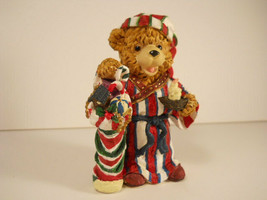 Flambro Christmas Bear Holding Candle &amp; Stocking Figurine - $15.83