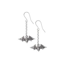 Alchemy Gothic E429 Kiss the Night Earrings Bat Witch Wicca Mythical Dro... - $26.00