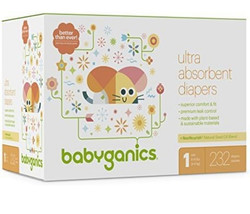 Babyganics Size 1 Diapers 231 Count ~ Open Box - $61.70