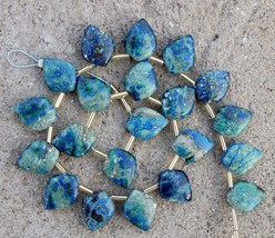 Natural, 20 pieces faceted leaf of chrysocolla gemstone briolette beads, 11x15 m - £57.54 GBP