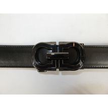 Men VALENTINI Leather Track Belt Adjustable Removable Buckle V511 Black image 4