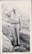 Vintage Soldier Standing At Attention Looking Unhappy Snapshot WWII 1940s - $4.99