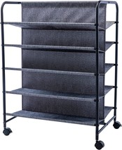 5 Tier Vertical Durable Fabric Shoes Storage With Metal Frame, Grey (Dark Grey), - £33.75 GBP