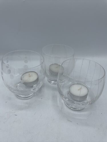 Mikasa Cheers Glass Set of 3 Candle Holers "NO BOX"   - $39.59