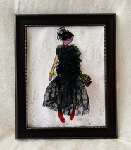 Handcrafted Paper Art Lady in Black Wall Paper Art Framed - $24.99
