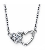 14K White Gold Double Heart Cubic Zirconia Necklace - $329.32 CAD