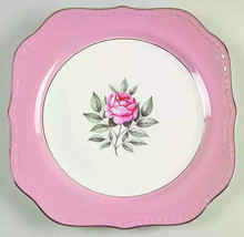 CUNNINGHAM &amp; PICKETT Norway Rose pink square salad plate 8&quot; rare platinum - £29.46 GBP