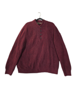 Eddie Bauer Mens XL Henley Sweater Ribbed Knit Burgundy Red Pullover Casual - $16.61