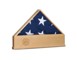 Solid Oak Us Flag Display Case With Army Emblem Burial Shadow Box - £798.55 GBP