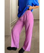 Pink Plaid Print Drawstring High Waist Wide Leg Casual Pants - $282.04 MXN