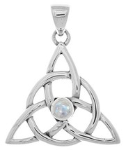Jewelry Trends Sterling Silver and Moonstone Celtic Triquetra Pendant - £53.07 GBP