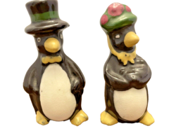 Salt &amp; Pepper Shakers Penguins White Black Ceramic 3.5 Inch Tall Vtg No Stoppers - £6.79 GBP